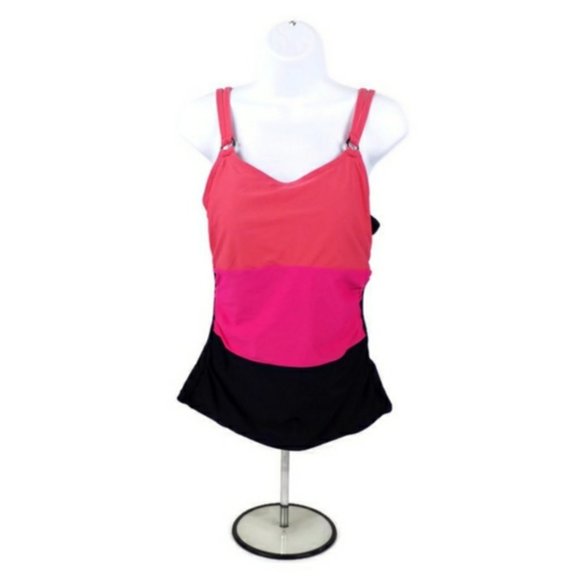 Croft & Barrow Multicolor Tri-Colorblock Tankini Swim Top Womens Size 12D - Picture 3 of 9